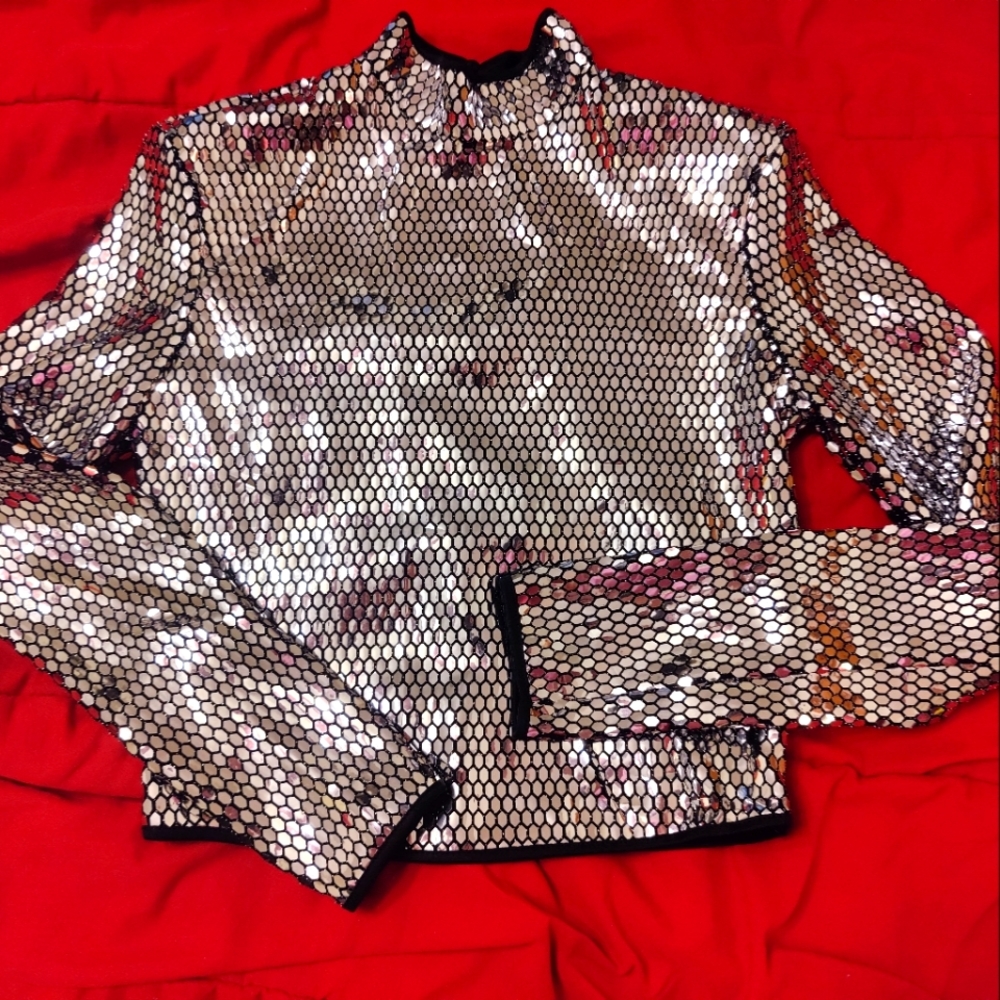 Bershka sequin long-sleeved crop top - Size Med (runs small) - NWT